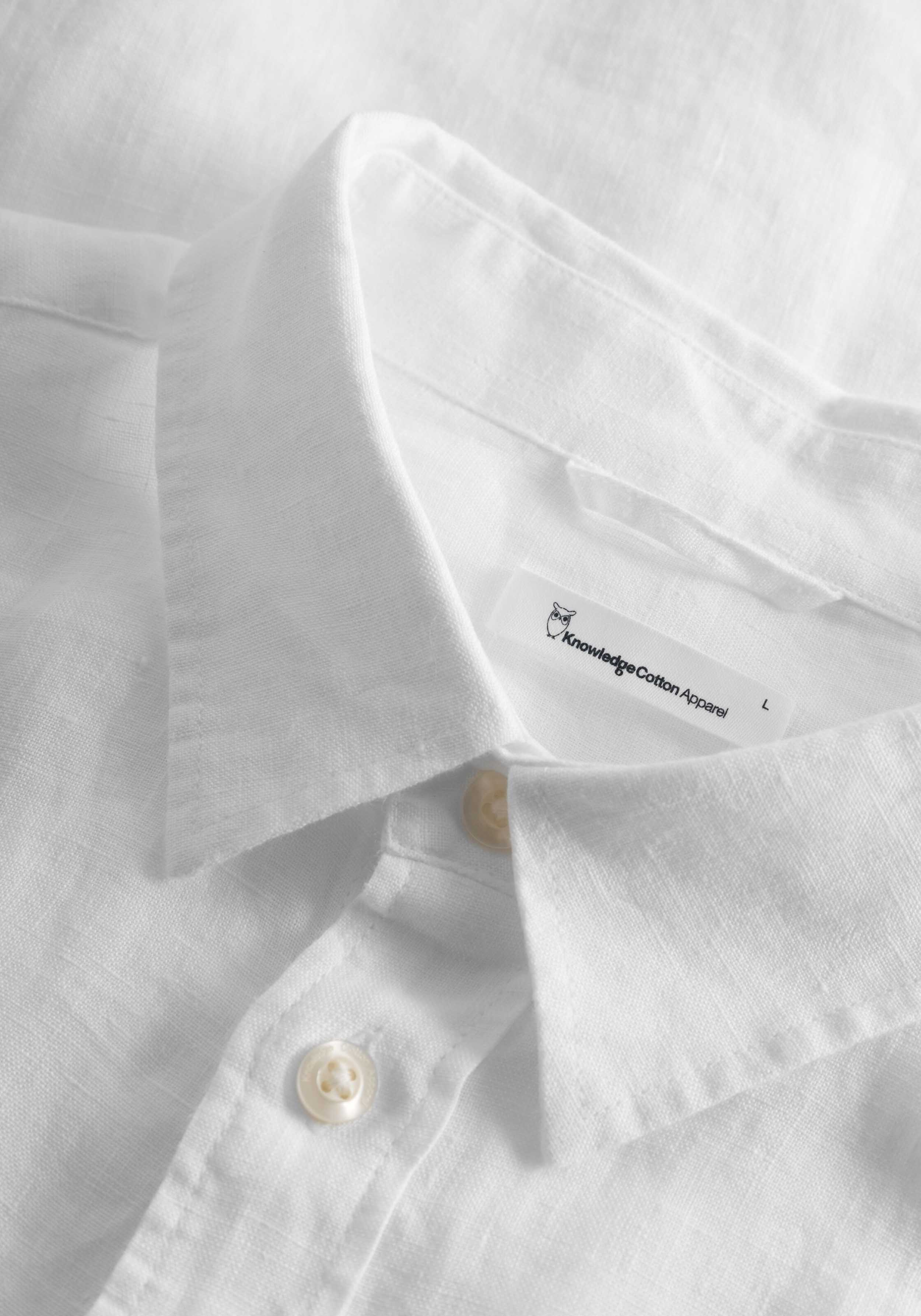 Knowledge Cotton Apparel Leinenhemd Regular Linen Shirt Bright White