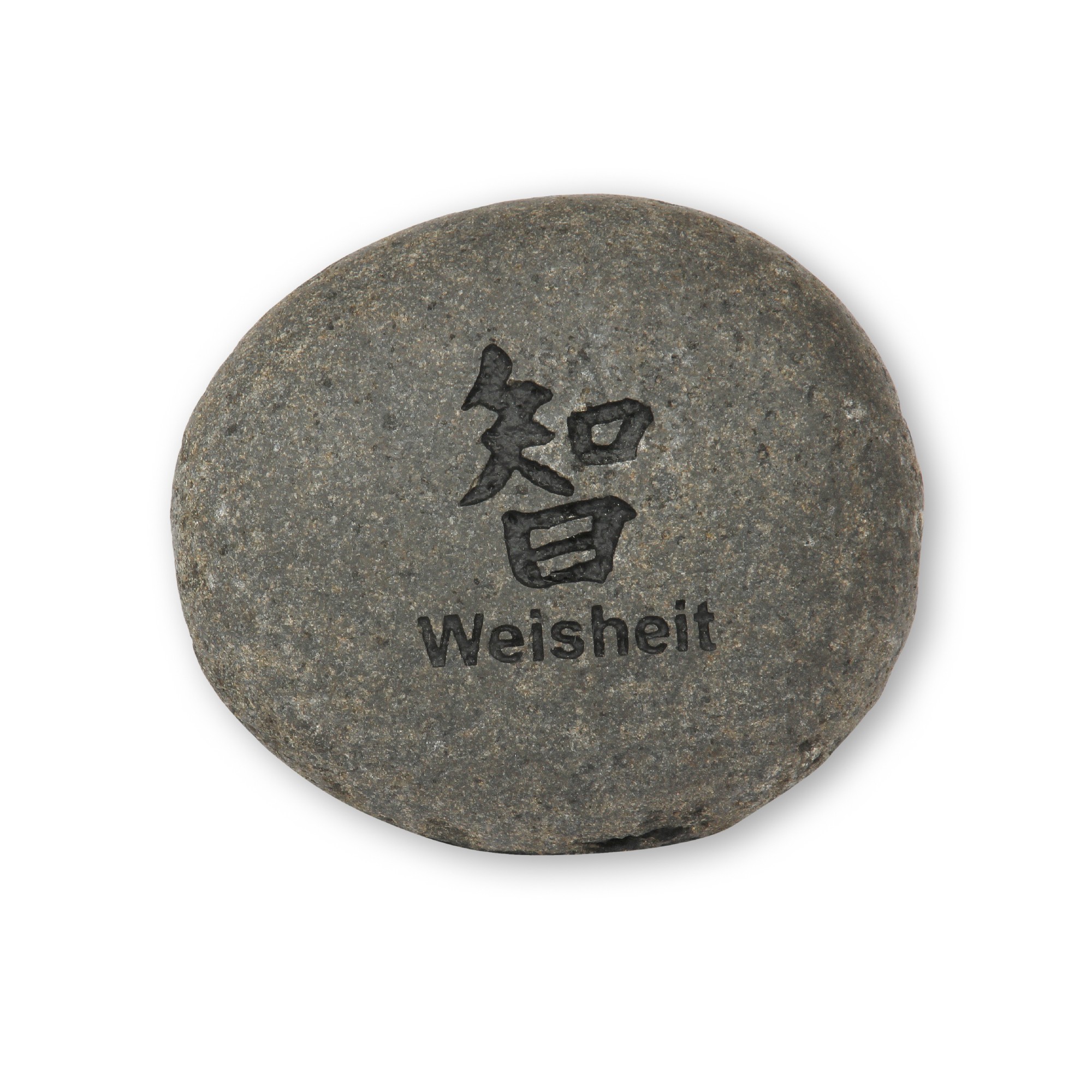 Flusskieselstein 'Weisheit', grau, T 8 cm, B 8 cm von fischer's lagerhaus