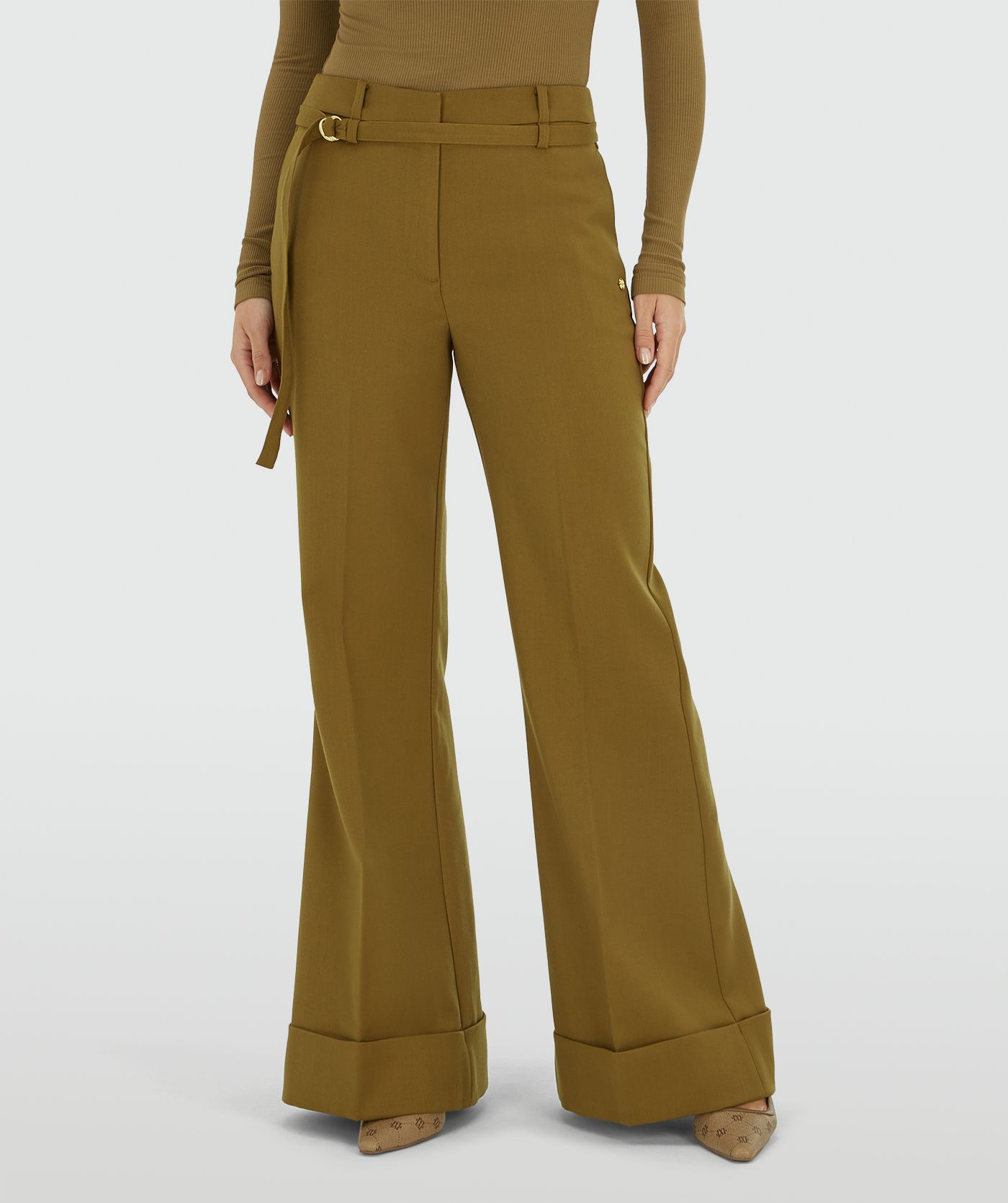 JV-KORIEN mid rise flared pantalon - olive green