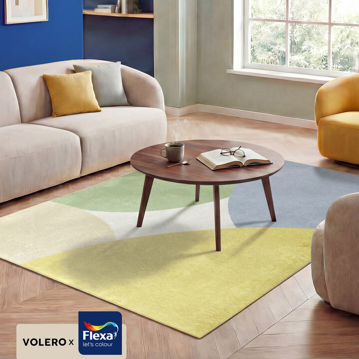 Geometrisch vloerkleed - Swing Circles Blauw/Groen