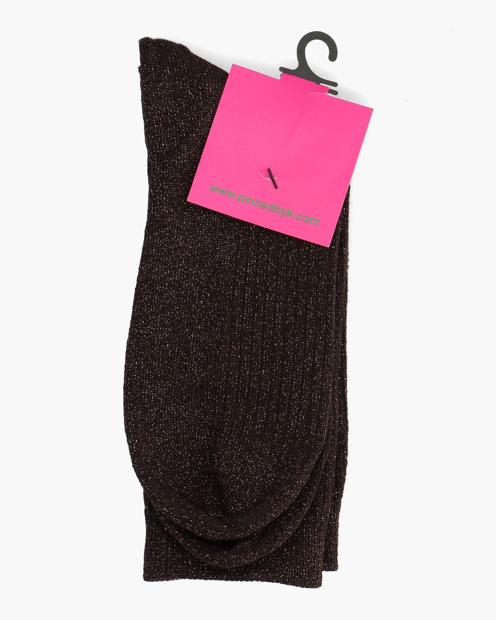 Pinned By K Long Stripes Glitter Donkerbruin Damessokken