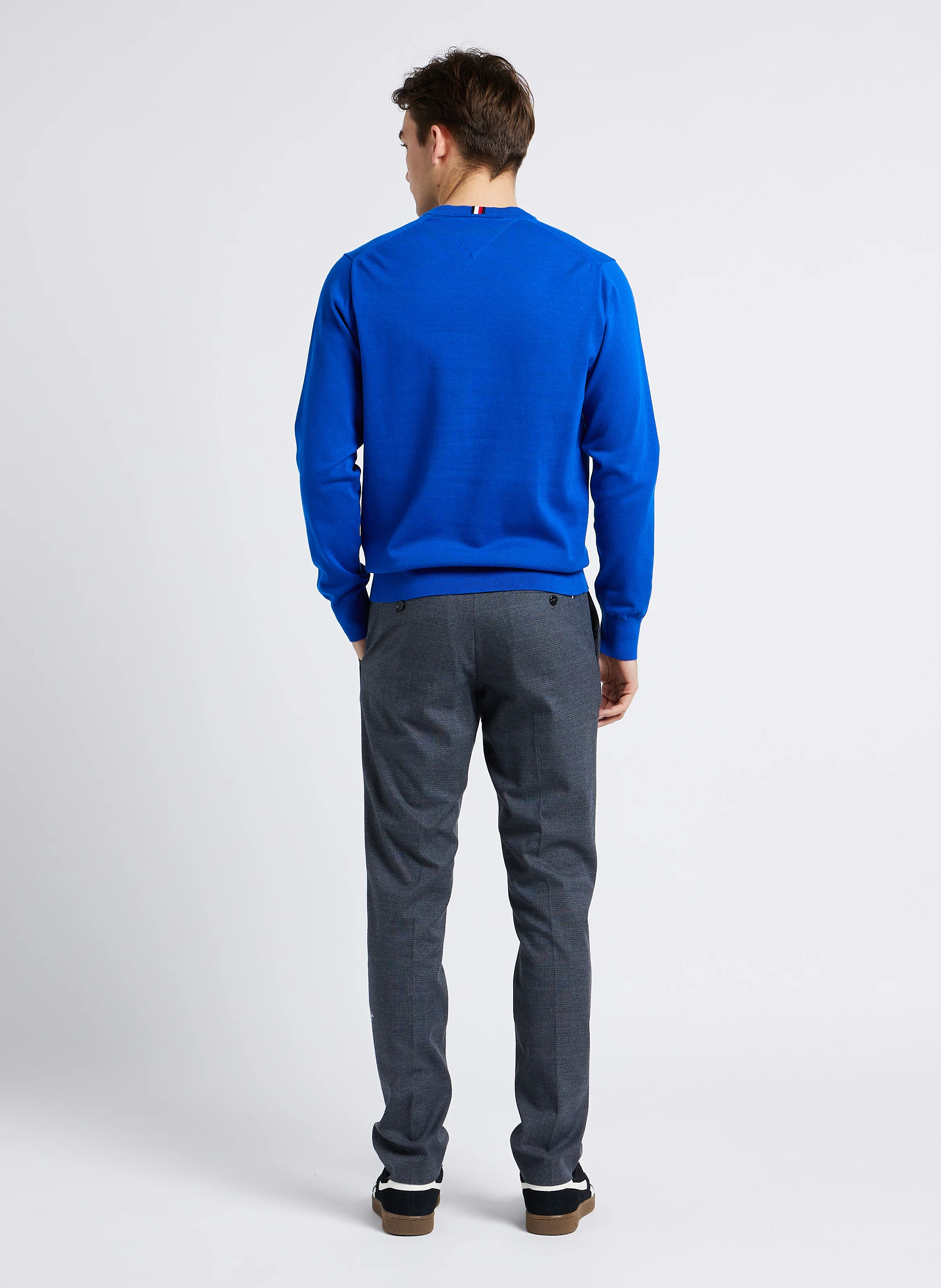 Pantalon de costume droit en coton mélangé | Bleu