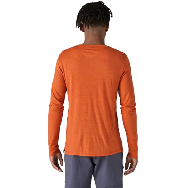 T-shirt randonnée PATAGONIA M'S L/S CAP COOL MERINO BLEND GRAPHIC SHIRT FITZ ROY STRATA: REDTAIL RUST