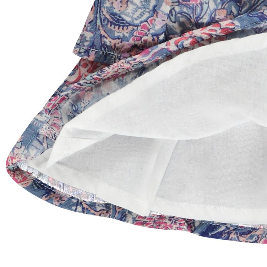 Jupe volantée imprimé cachemire avec lurex pour fille - Bleu moyen