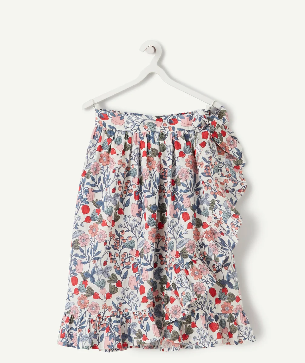 JUPE FILLE À VOLANTS EN COTON IMPRIMÉ FLEURI