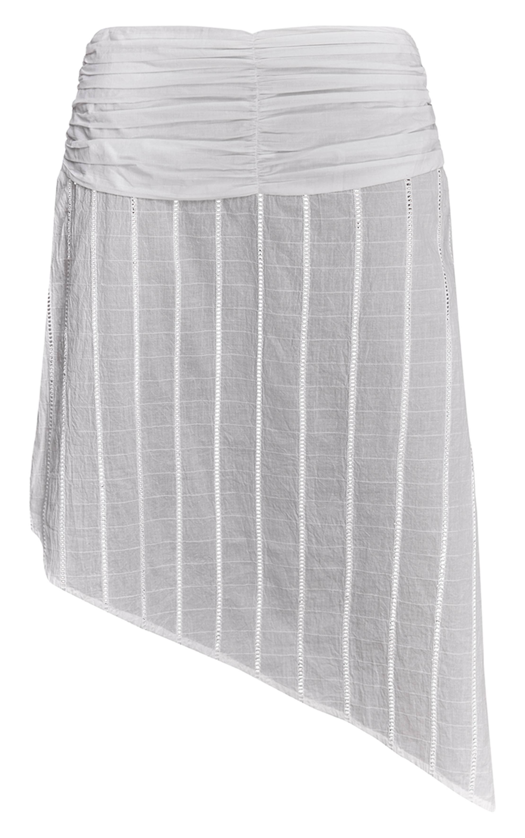Blanc Jupe Longue Asymétrique En Lin Avec Détail À La Taille Froncée