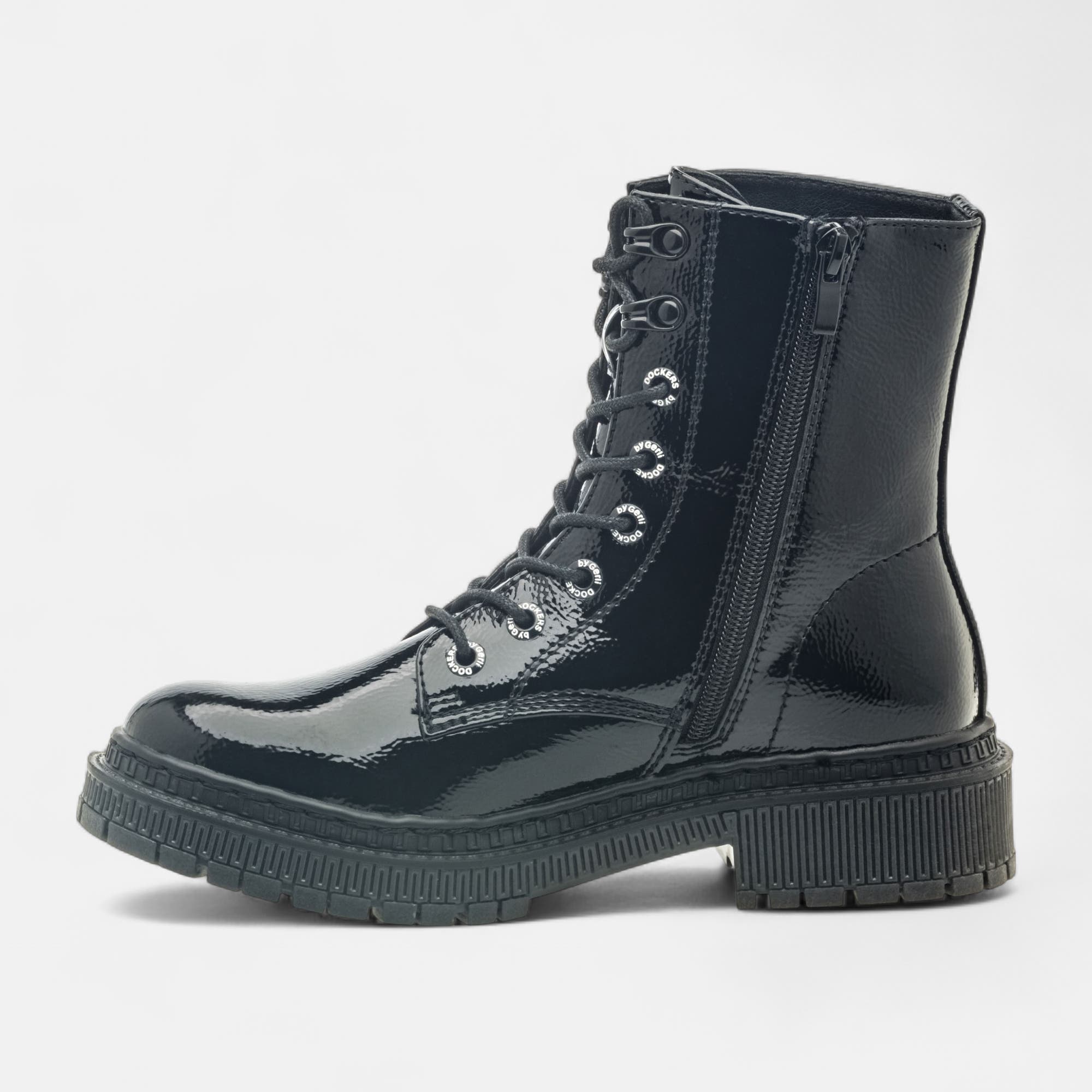 Bottines à lacets Femme noir vernis