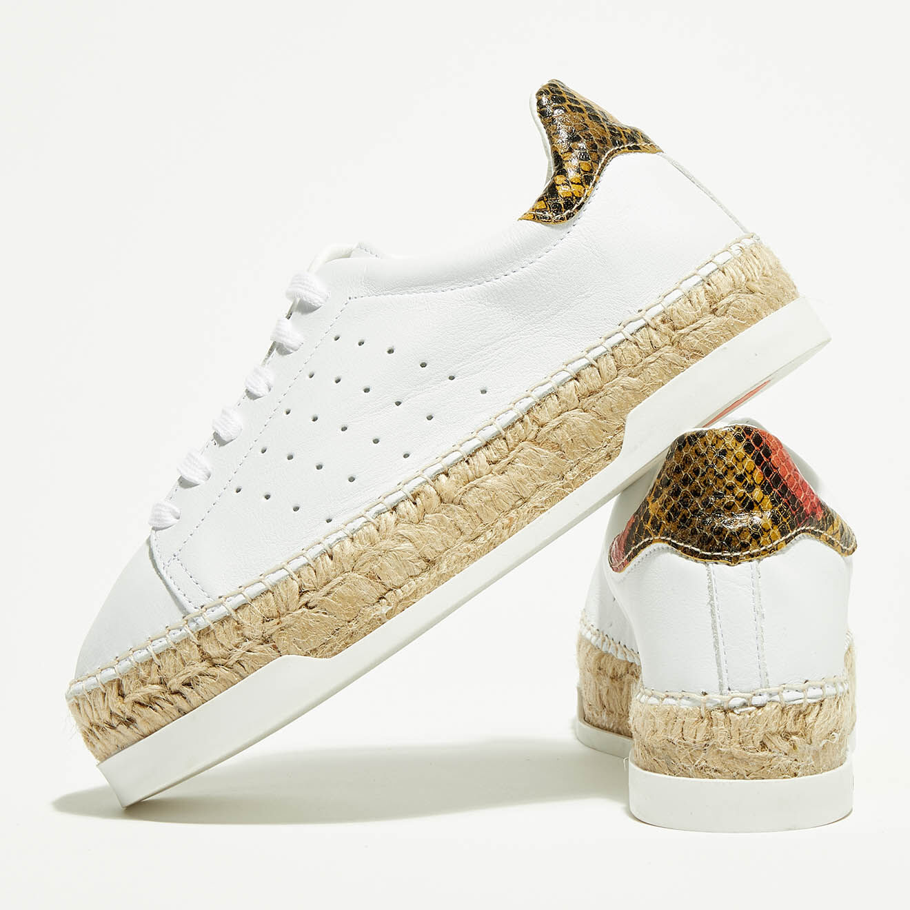 Canal Saint Martin Baskets espadrilles en Cuir Lancry blanc/python