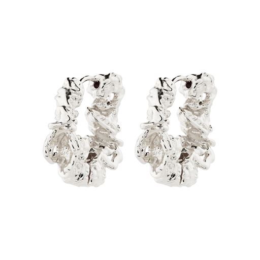 Pilgrim Act Recycled Hoop Øreringe, Silver Plated