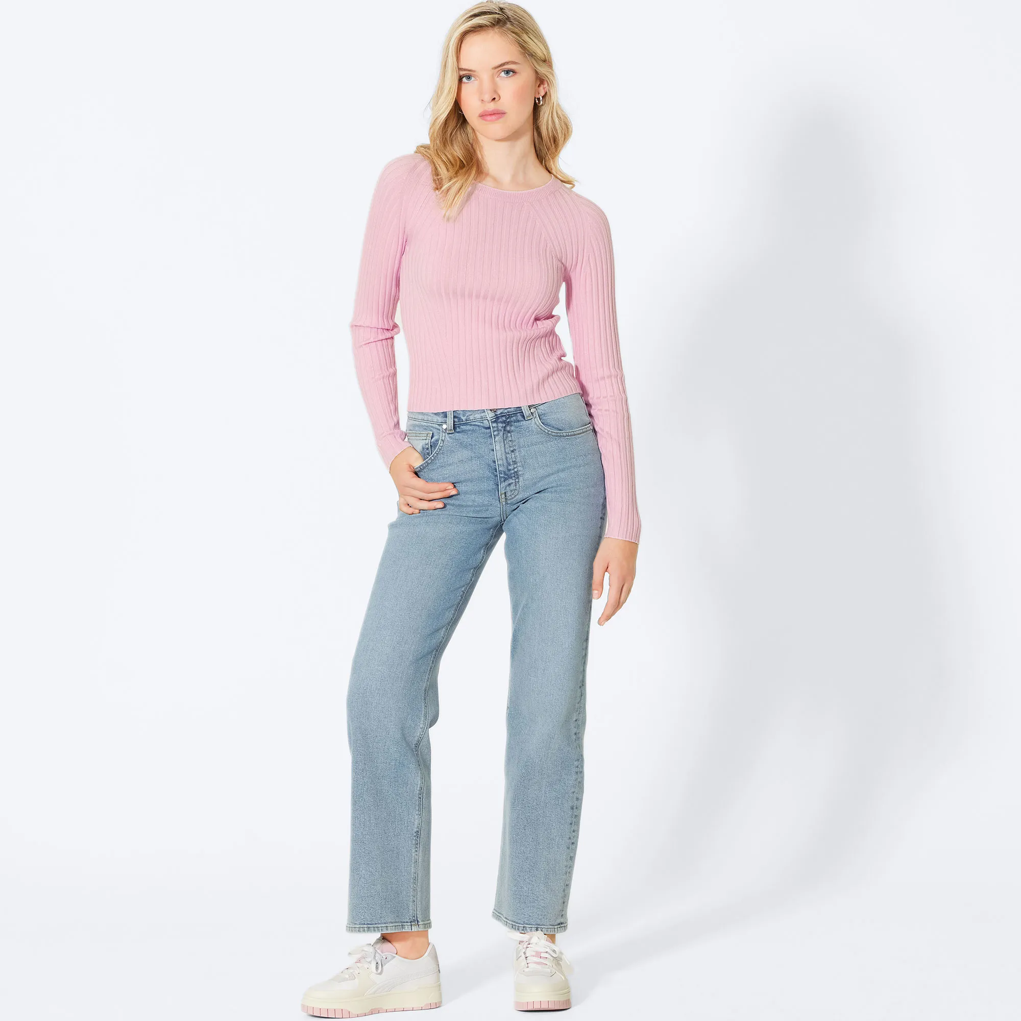 Damen-Jeans mit weitem Bein