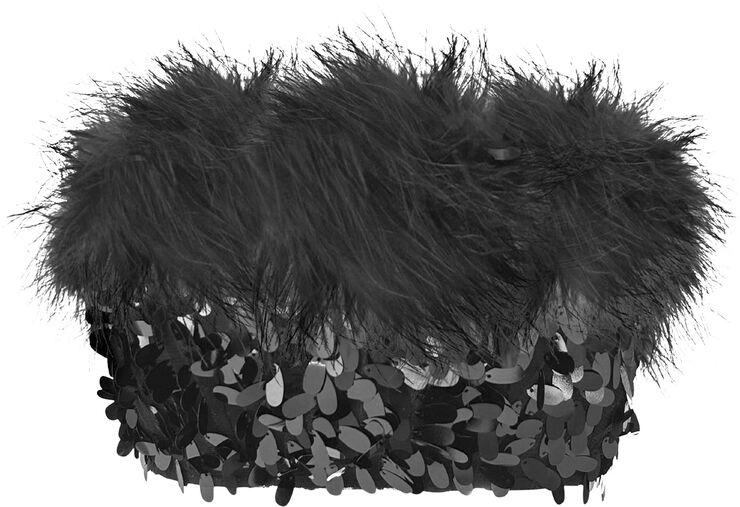 OW Collection VIRGO Sequin Feather Top Black caviar