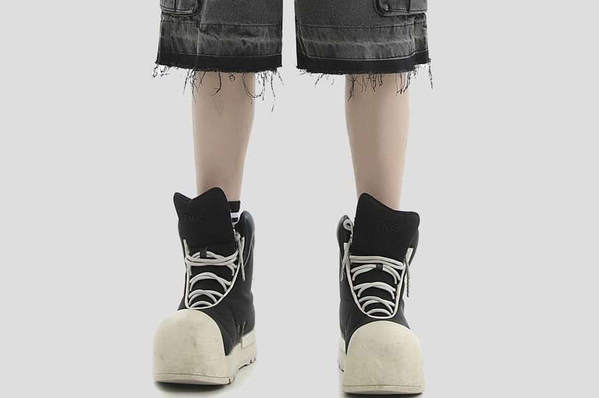 INStudio - Denim shorts met elastische taille en wijde pijpen