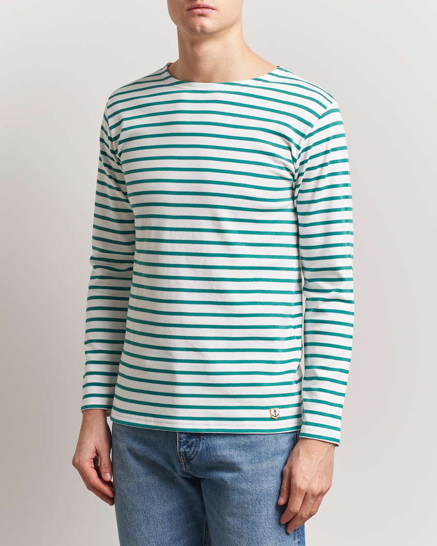 Armor-lux Houat Héritage Stripe Long Sleeve T-Shirt Milk/Deep Jungle