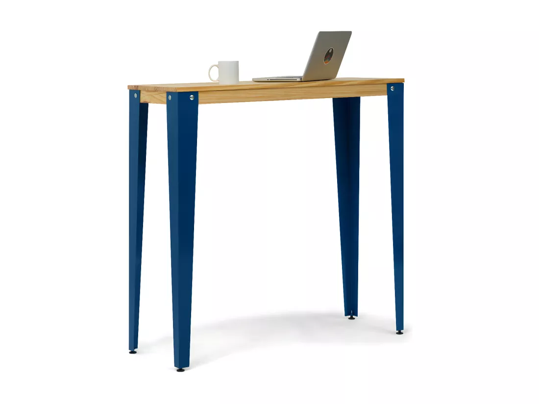 Table Mange debout Lunds 40x120x110cm Bleu-Naturel. Box Furniture