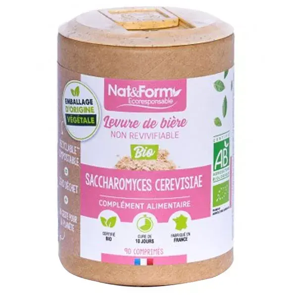 Nat & Form Ecoresponsable Levure de Bière Non Revivifiable Bio 90 comprimés