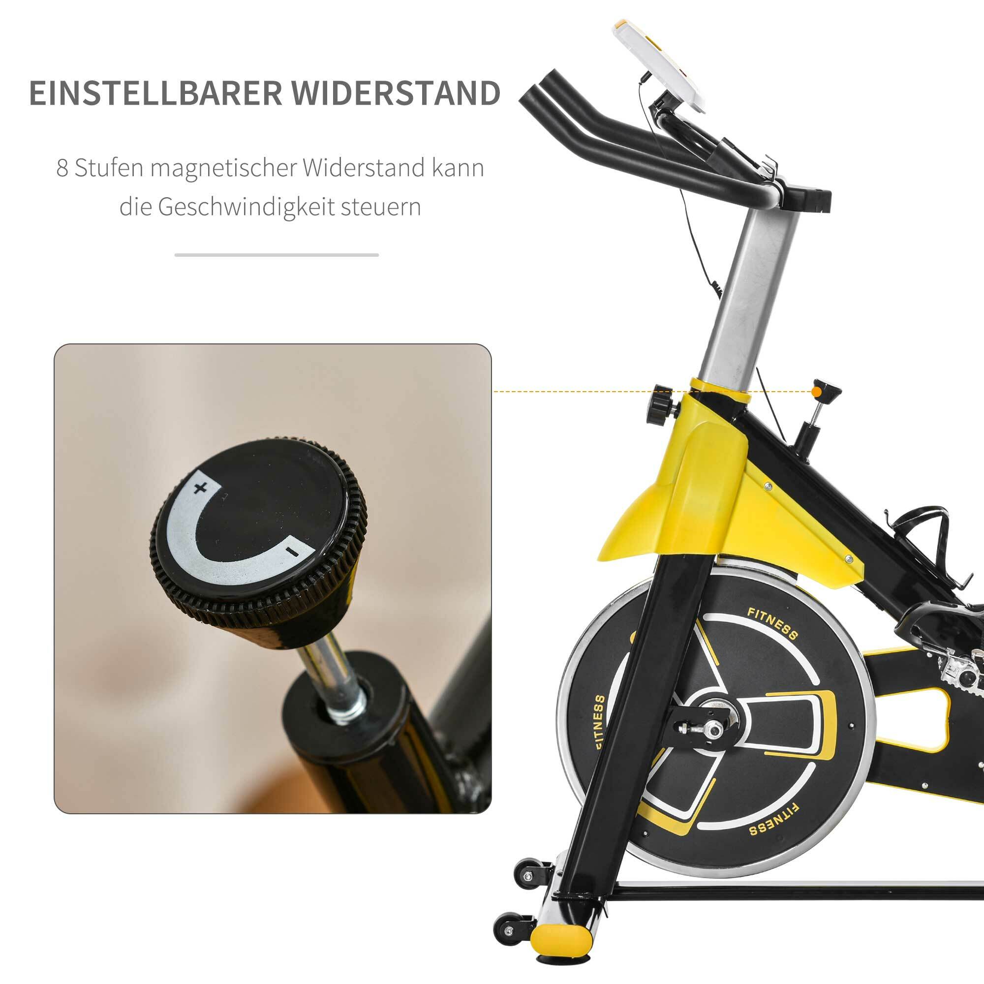 HOMCOM Fahrradtrainer höhenverstellbar gelb, schwarz 50 x 100 x 101-113 cm (BxTxH)