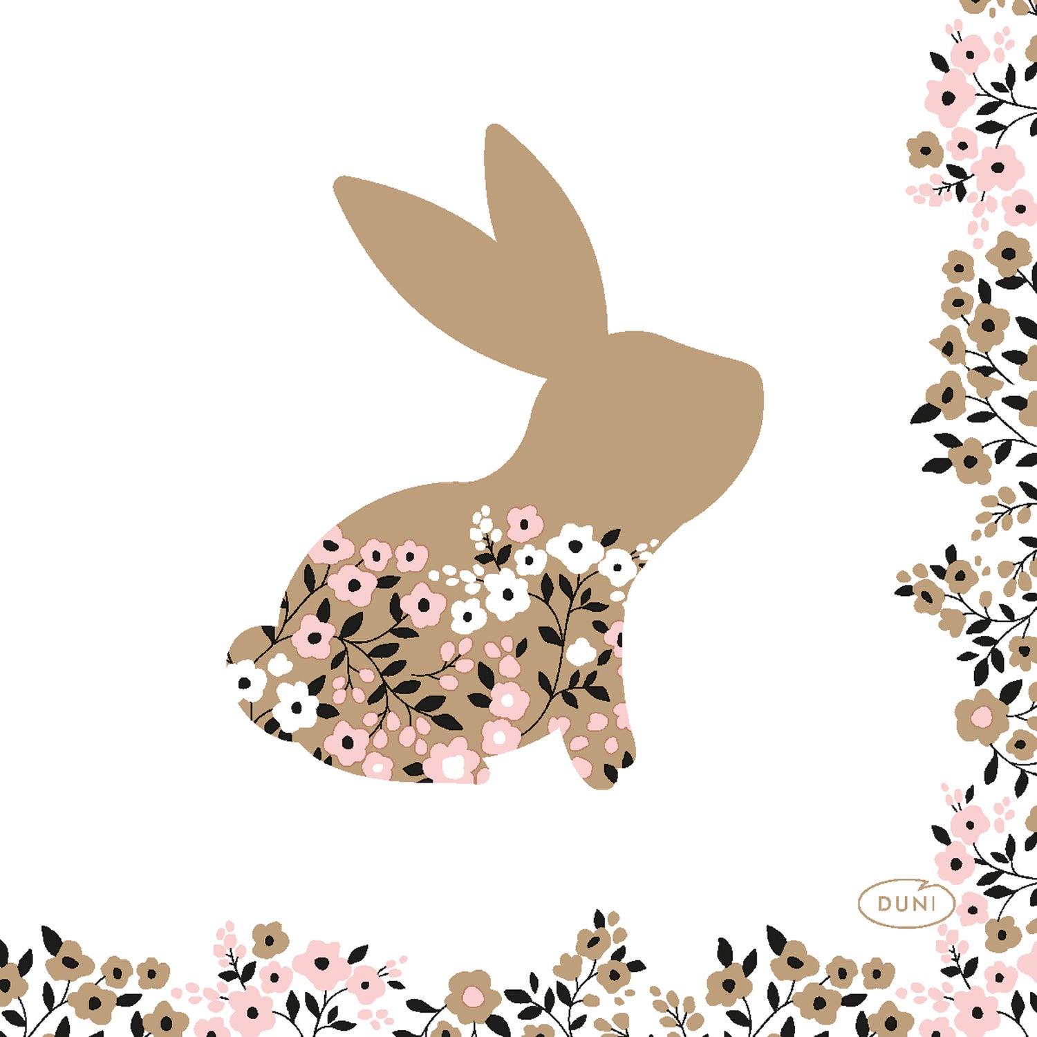 Duni paasservetten Blooming Bunnies wit 24 x 24 cm 20 stuks