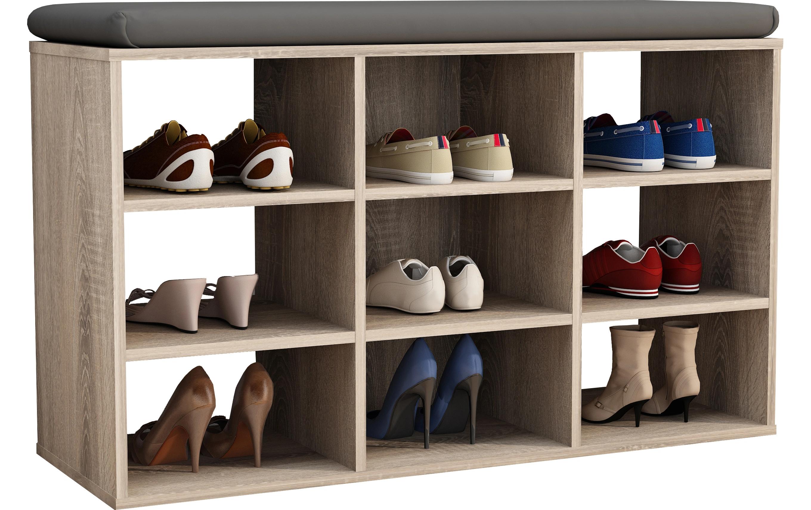 Schuhregal Hinsol XS 80 x 50 cm, Sonoma EicheSchuhablage mit Sitzbank