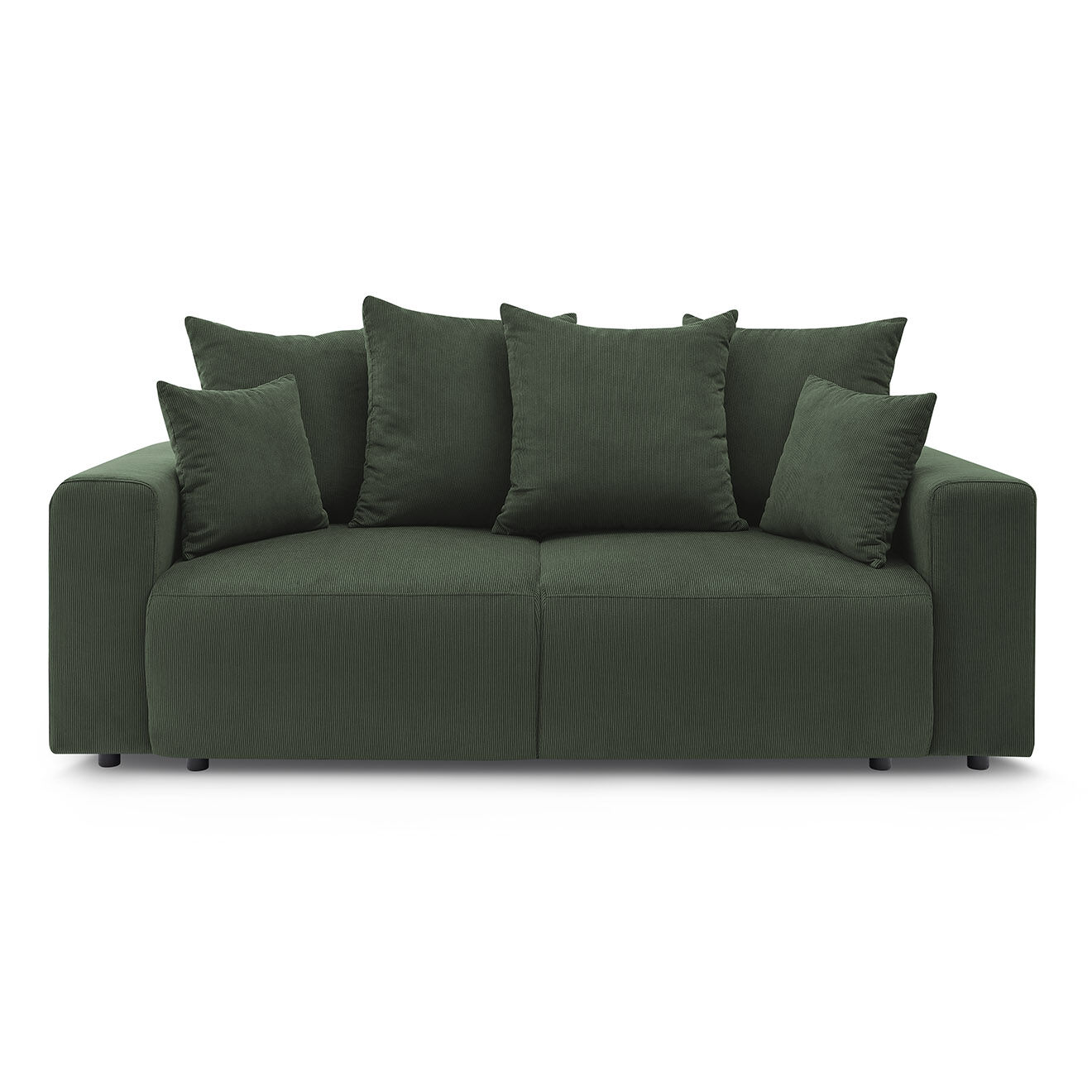 Bobochic Canapé droit fixe 2 places envy velours côtelé vert - 210x100x95 cm
