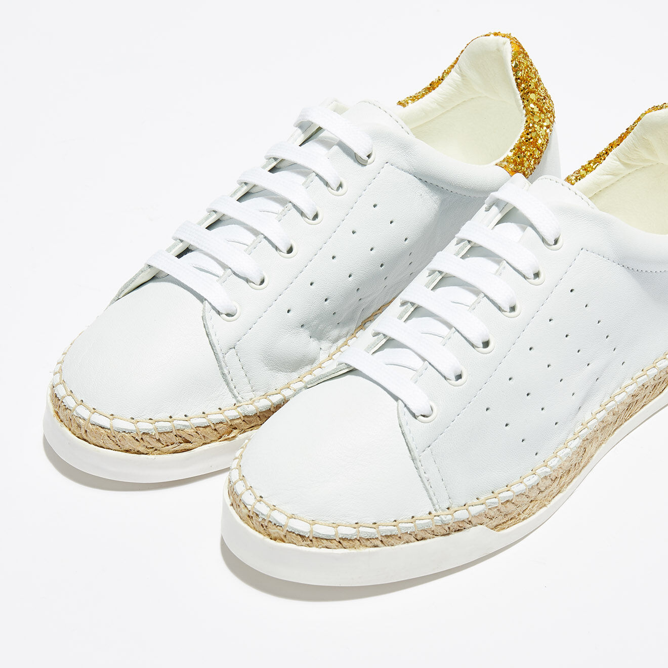 Canal Saint Martin Baskets espadrilles en Cuir Lancry Glitter blanc/doré