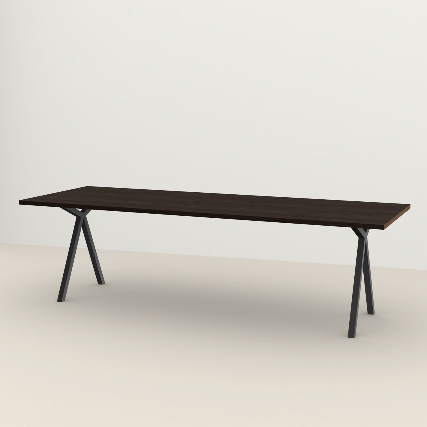 Studio HENK tafel Slim X-type Rechthoekig - zwart frame, gerookte beits 180 x 90 | Gerookte Beits | Rechte Rand | Frame Zwart