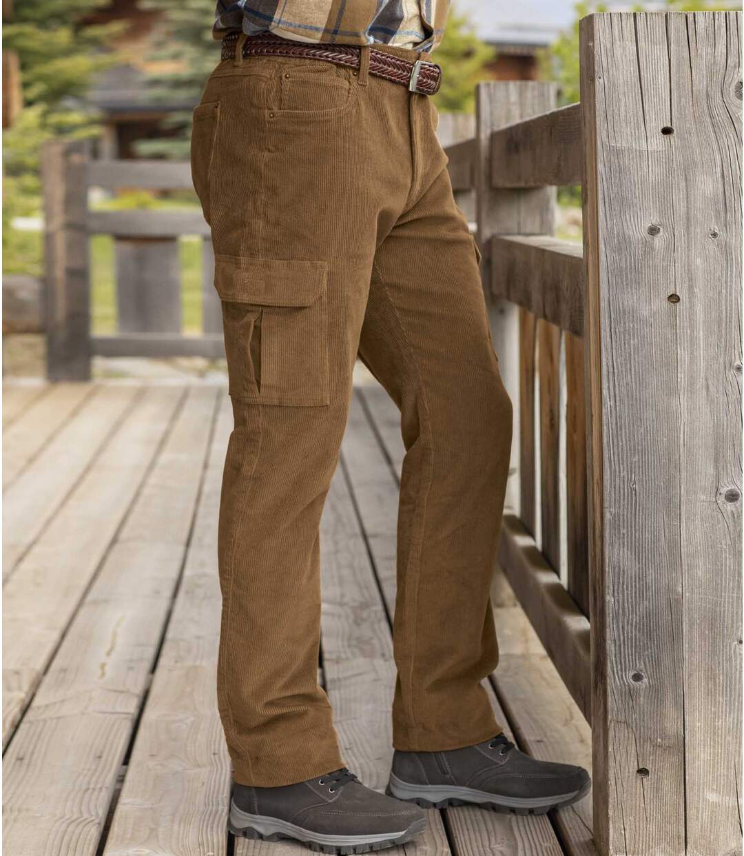 Pantalon Cargo Confort Velours Côtelé Camel