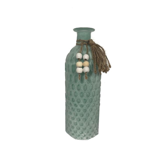 Vase - blau mit Perlen - ca. 7 x 20,5 cm