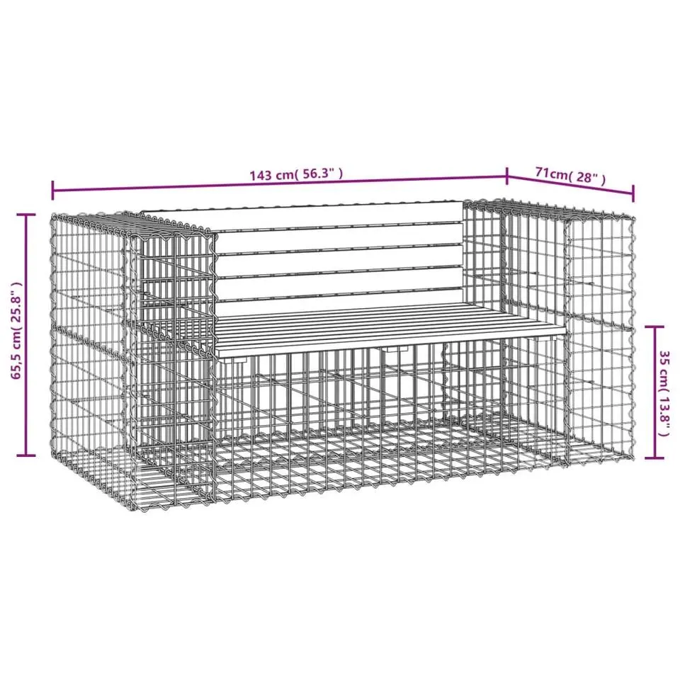 vidaXL - Tuintbank schanskorfontwerp - Massief douglashout - 143x71x65.5 cm