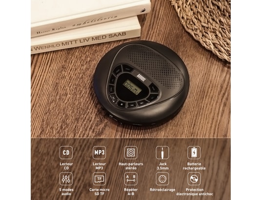 AUGUST - Lecteur cd portable mp3 rechargeable avec haut parleur- se1...
