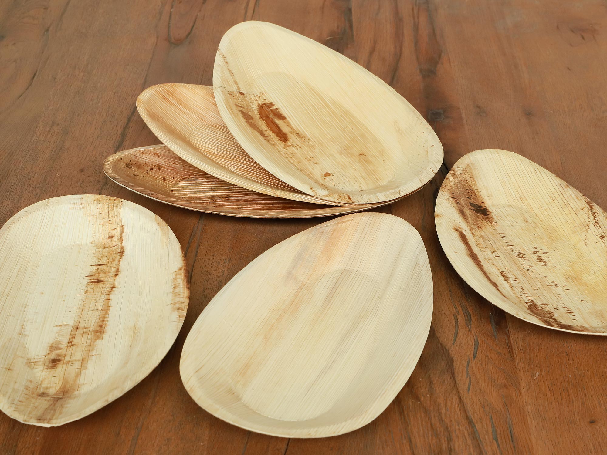 Schalen-Set aus Palmblättern 6 Stück, natur, B 33 cm, L 19 cm, H 4 cm von fischer's lagerhaus