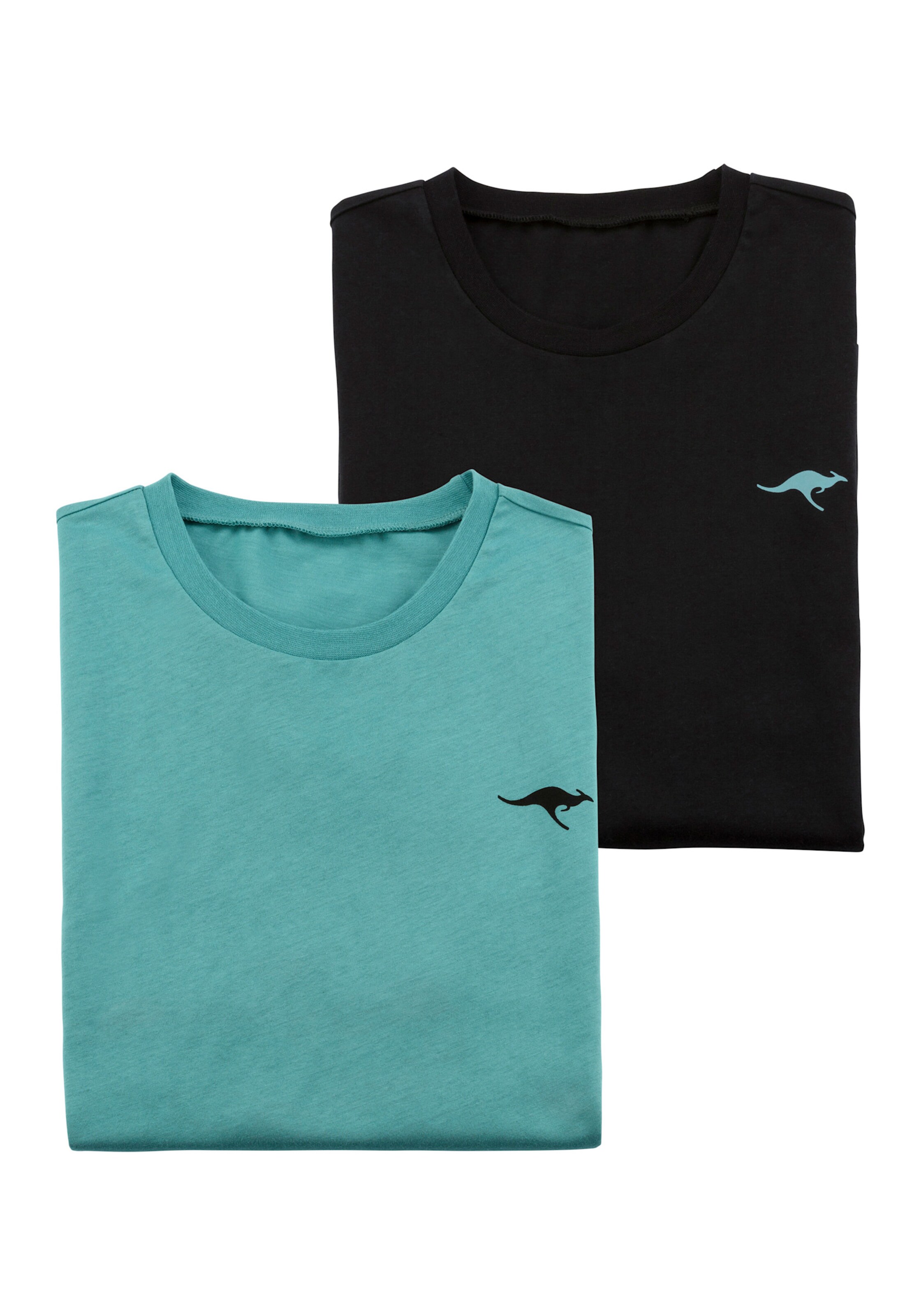 KangaROOS Kurzarmshirt in petrol, schwarz