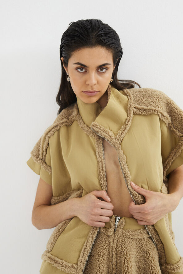 Rabens Saloner Faux shearling tunic vest - Tamys Amber