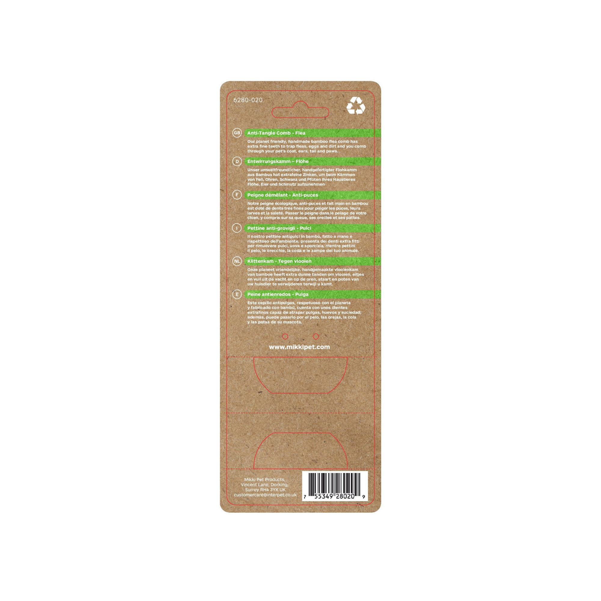 Mikki Bamboo Anti-Klit en Anti Vlooien Kam