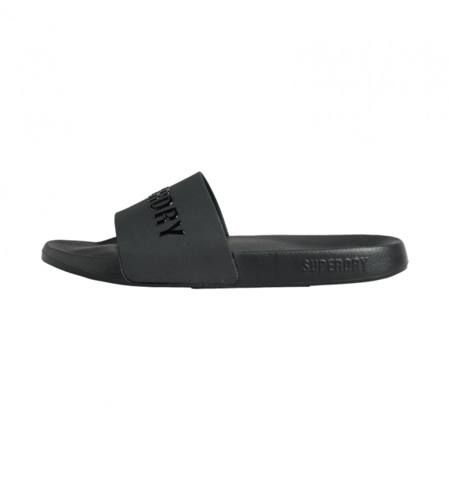 Chinelo de piscina Superdry Code com logo, preto.