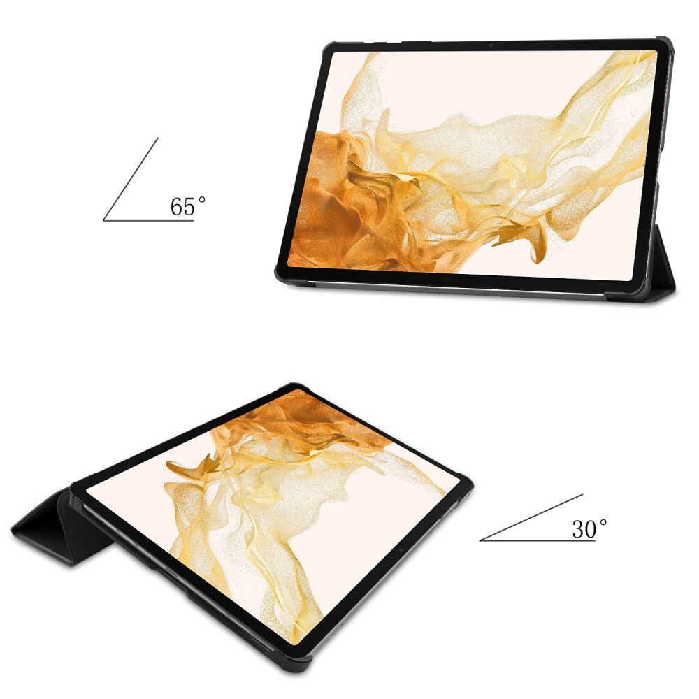 Samsung Galaxy Tab S10  Plus Flipcase Hülle Ledertasche mit Aufstellfunktion Litchi Look   S-Pen Halterung - Schwarz