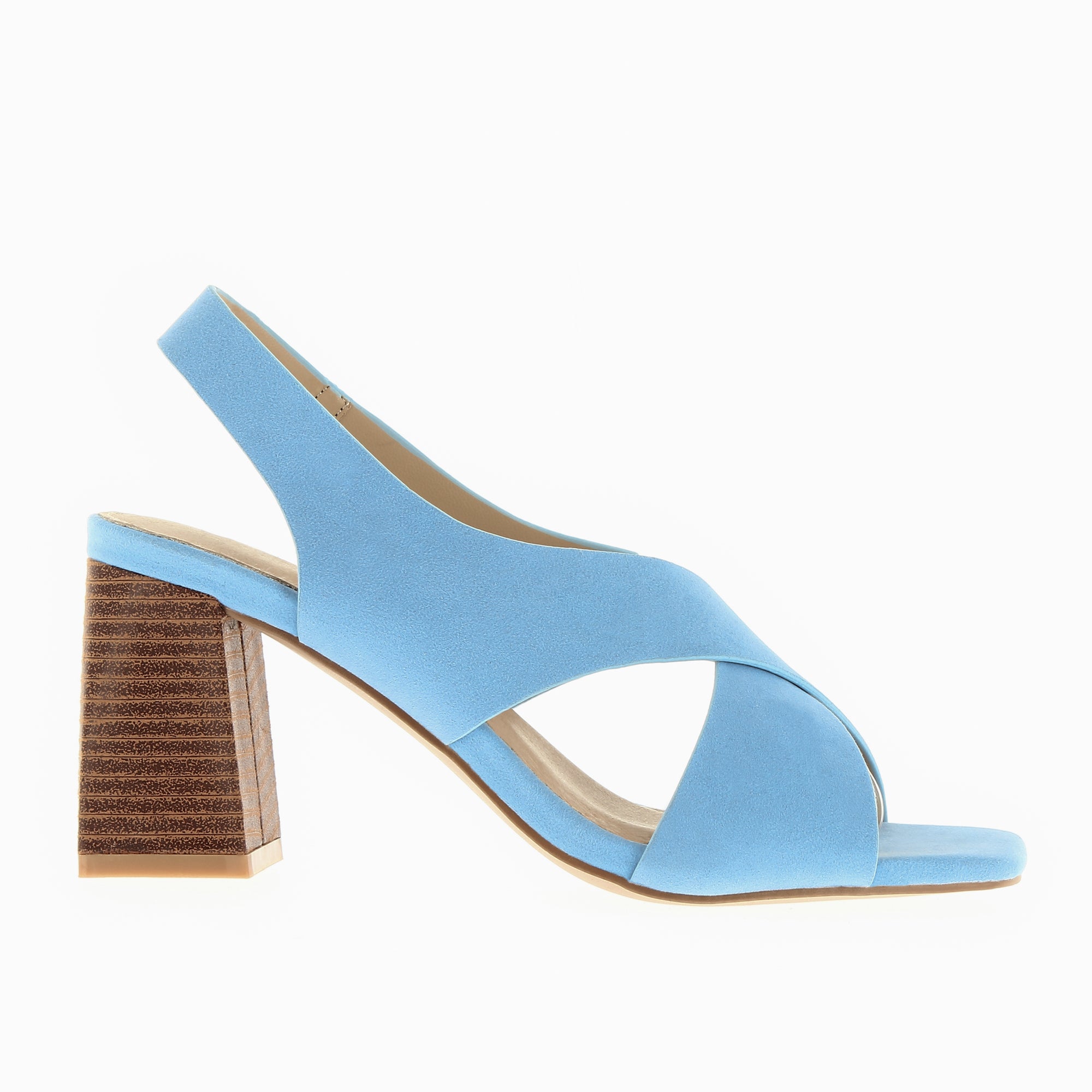 Sandales à talon, Compensées-Sandales Dakota bleu clair à brides croisées et talon haut