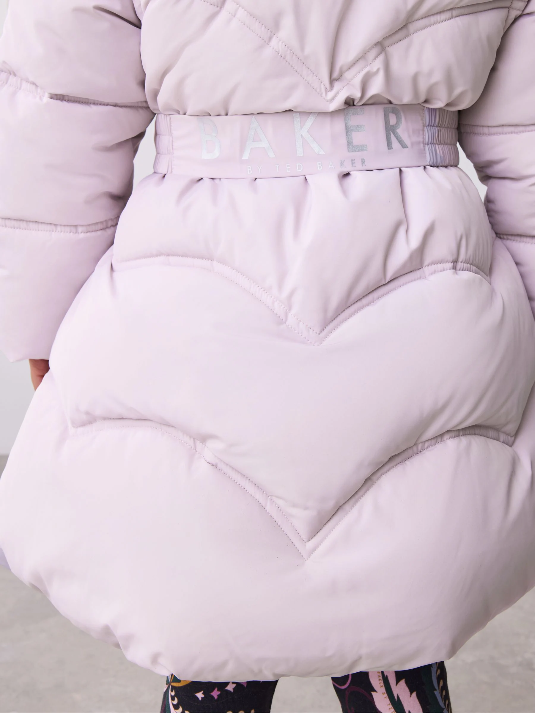 Baker by Ted Baker lilapaarse regenbestendige gewatteerde jas met strik in de taille