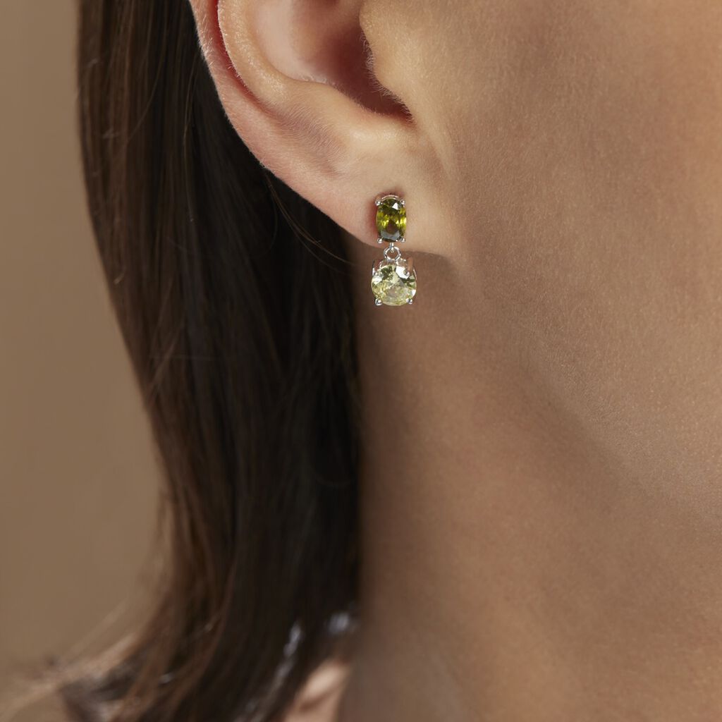Boucles D'oreilles Pendantes Argent Blanc Brenna Oxydes De Zirconium