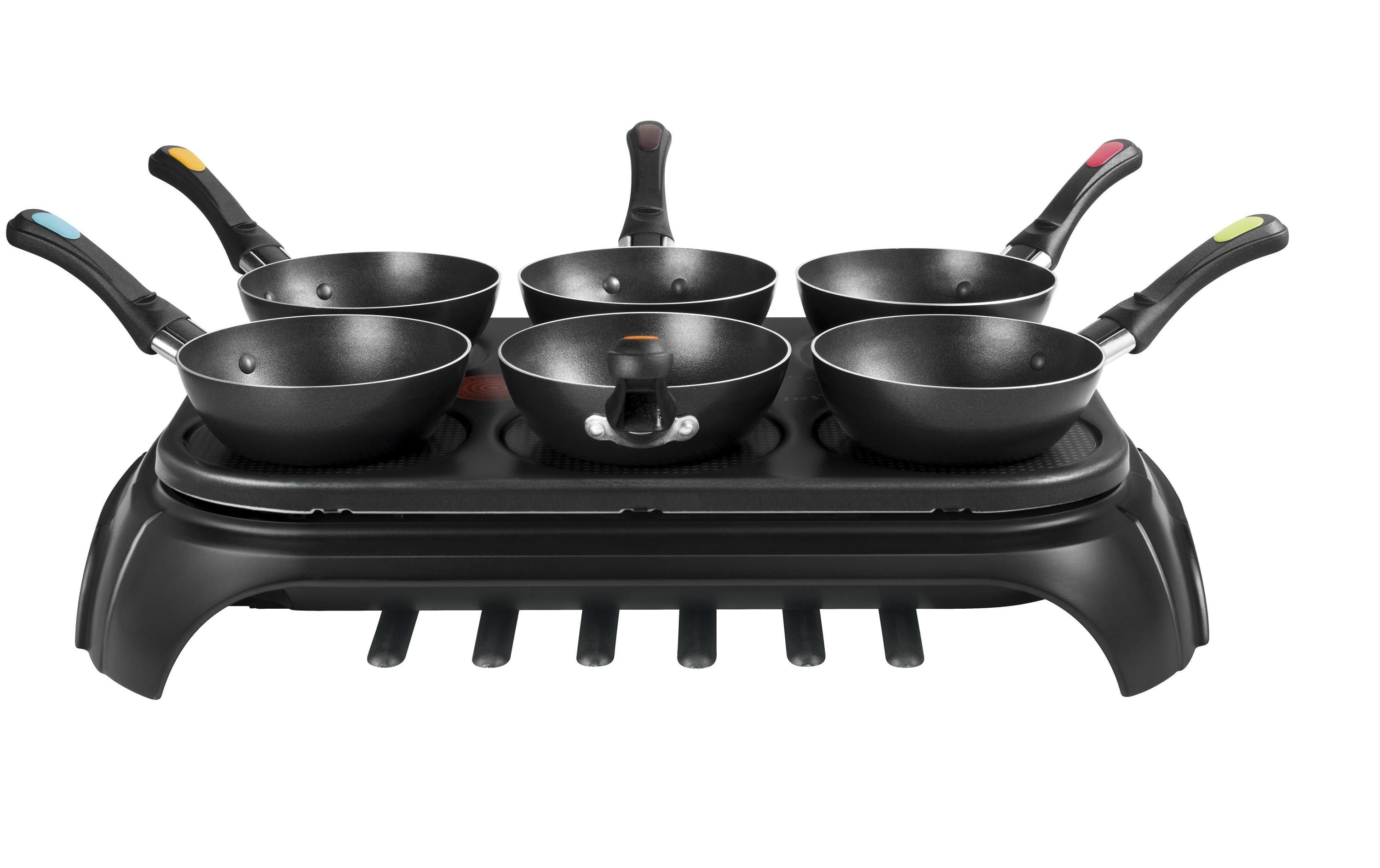 Wok 2in1 Crêpe für 6 Personen2-in-1-Herd mit 6 Crèpe-Platten und 6 Wok-Pfännchen