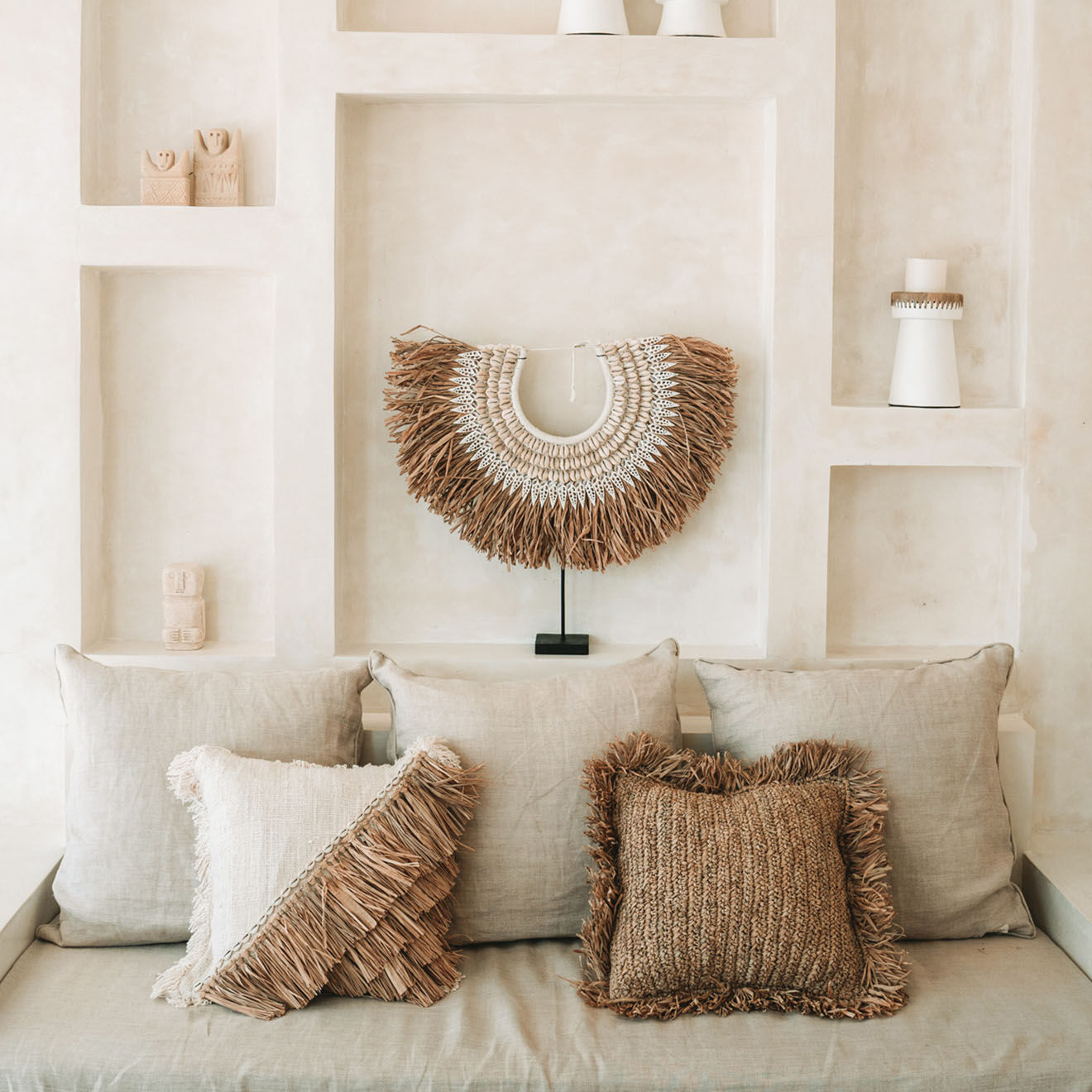 Bazar Bizar Housse de coussin Raphia naturel - 40x40 cm