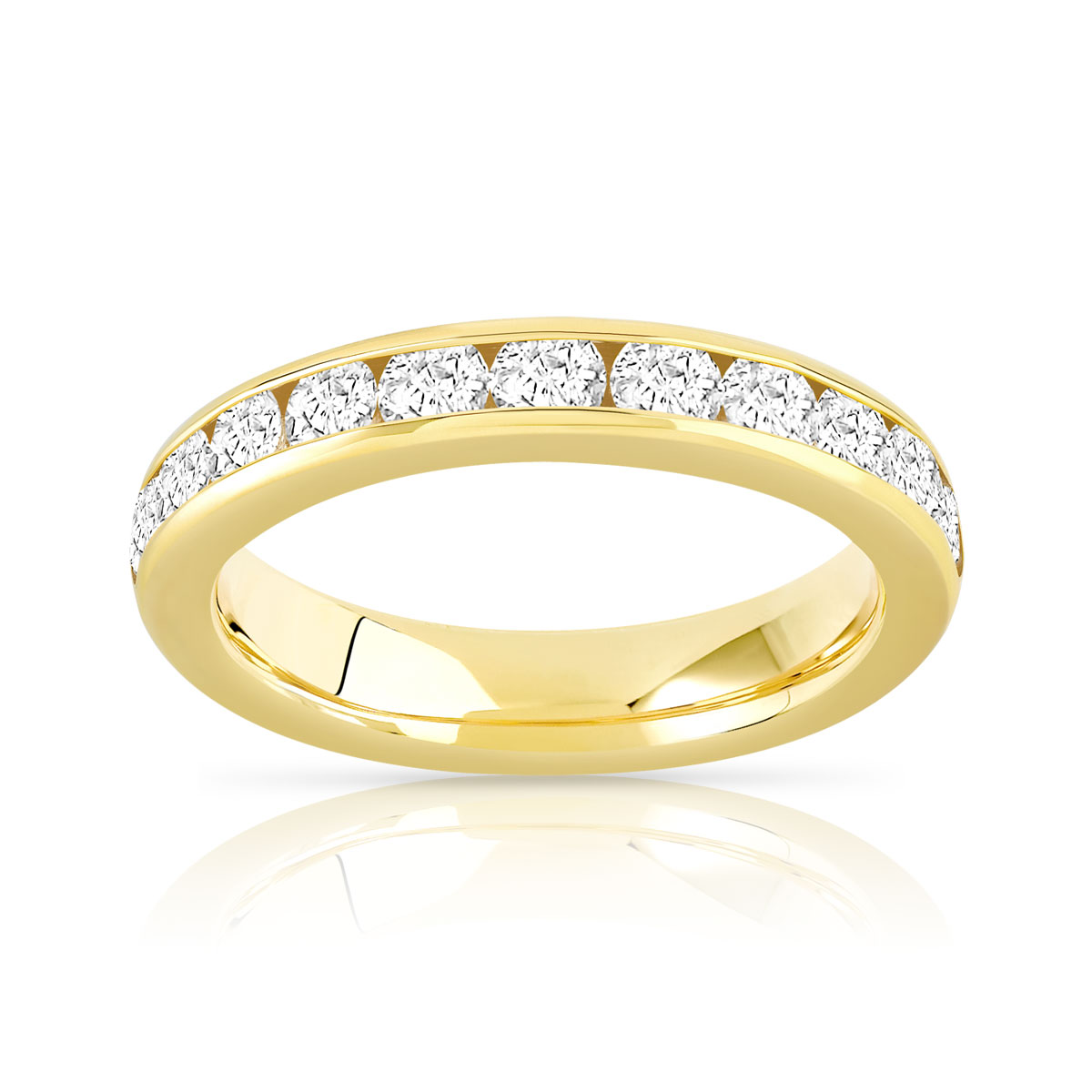 Alliance demi-T or 750 jaune diamants synthétiques 1 carat