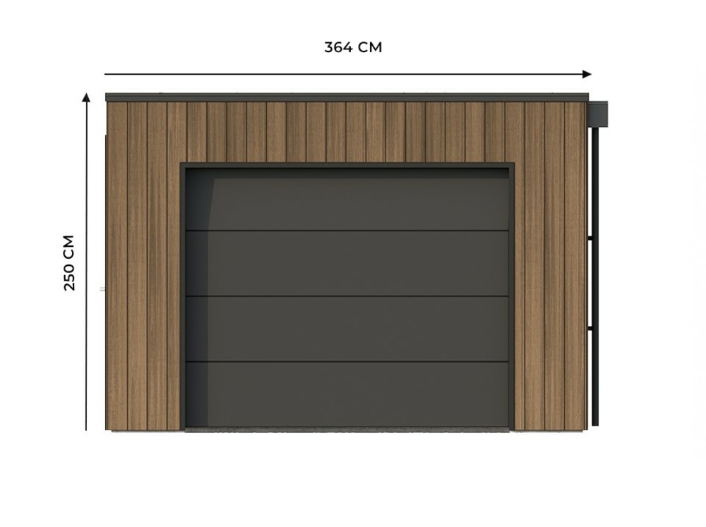 Garage bois composite silverstone - bardage couleur teck / teak - surface : 20m² - porte sectionnelle motorisée - 2 télécommandes