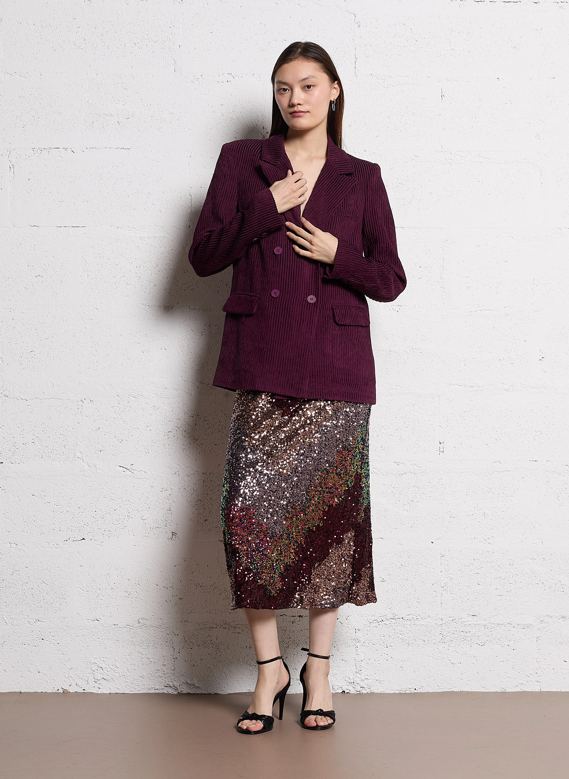 Jupe midi sequin à sequins | Multicolore