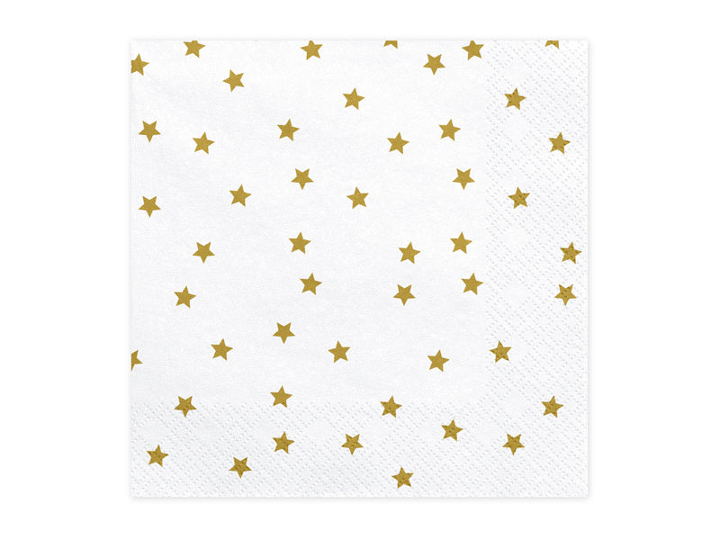 Witte Servetten Gouden Sterren 33cm 20st