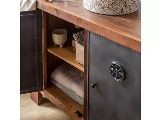 Meuble sous vasque en bois recyclé Hector