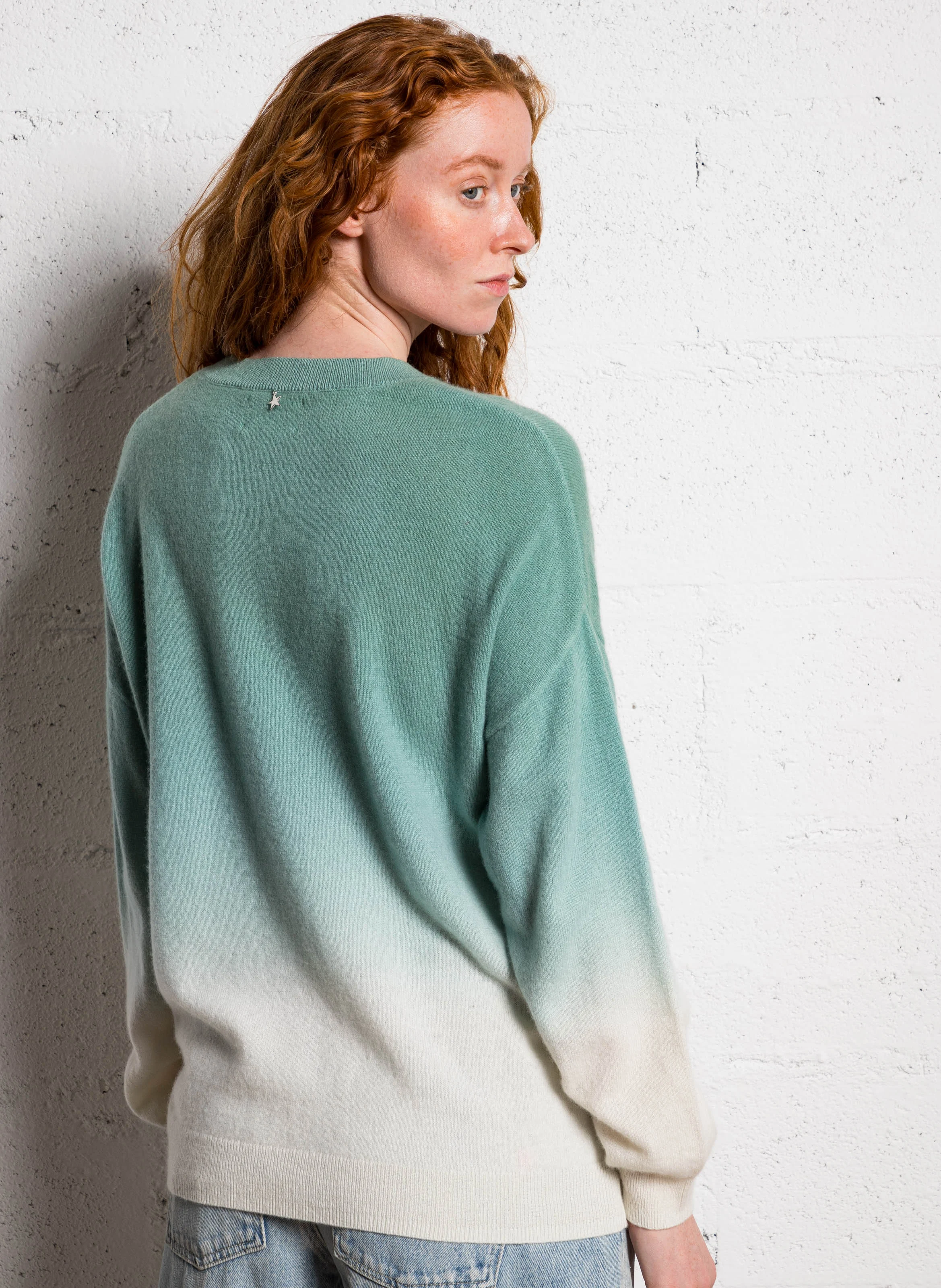 MONDOUDY - Pull droit dégradé en cachemire | Vert