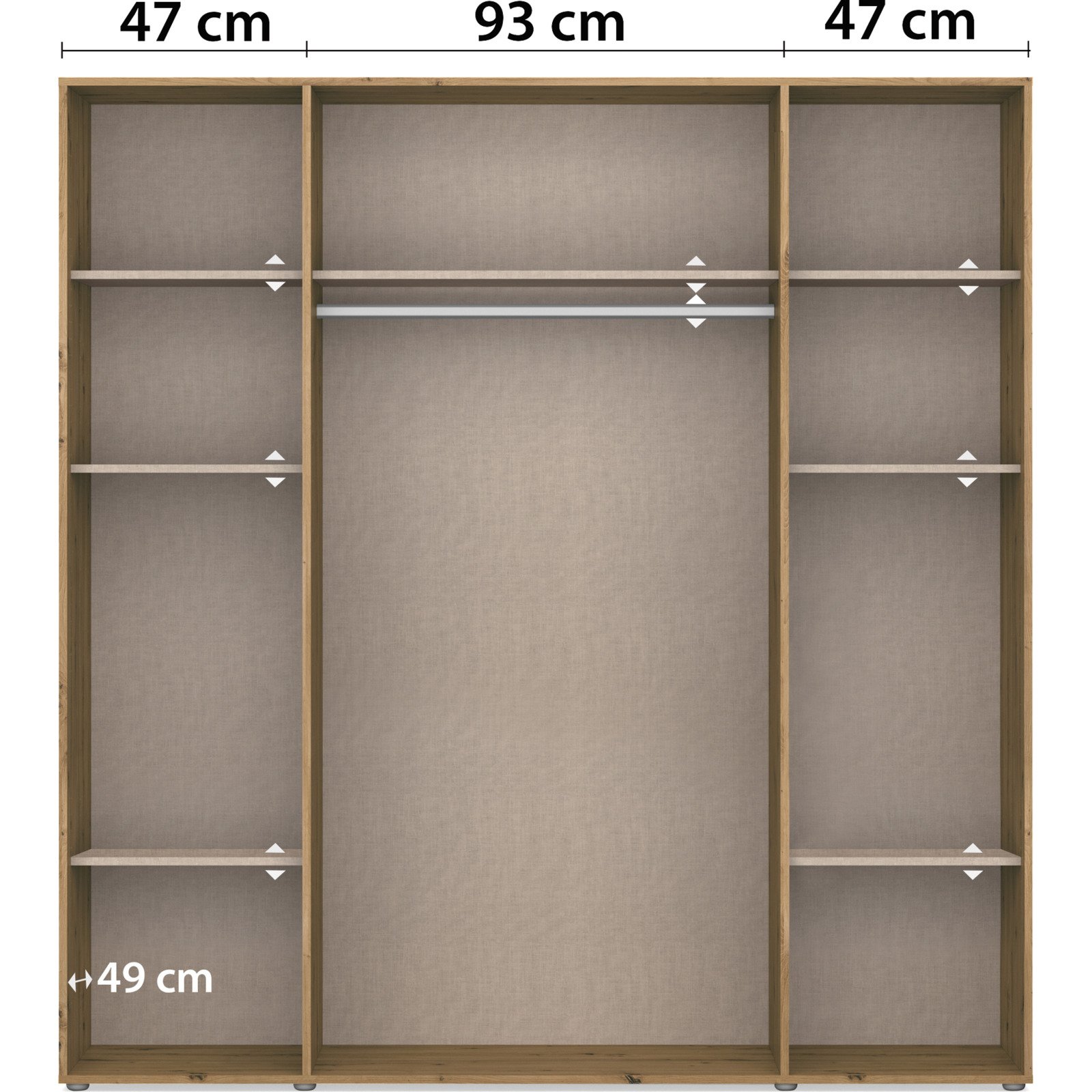 Drehtürenschrank Voyager Artisan 187 x 194 x 53 cm, 4-türig grau met. / Artisan