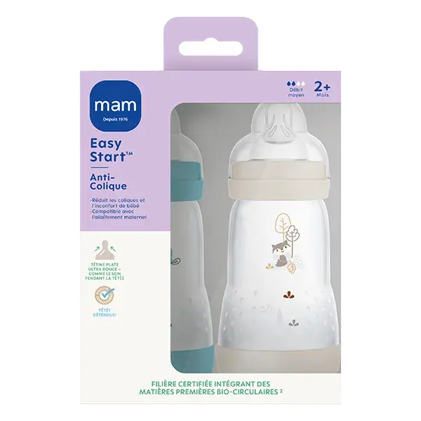 Bolsa para mamadeira Mam Baby 260ml Ocean + Sand Teat Flow 2 (2 x 260ml)