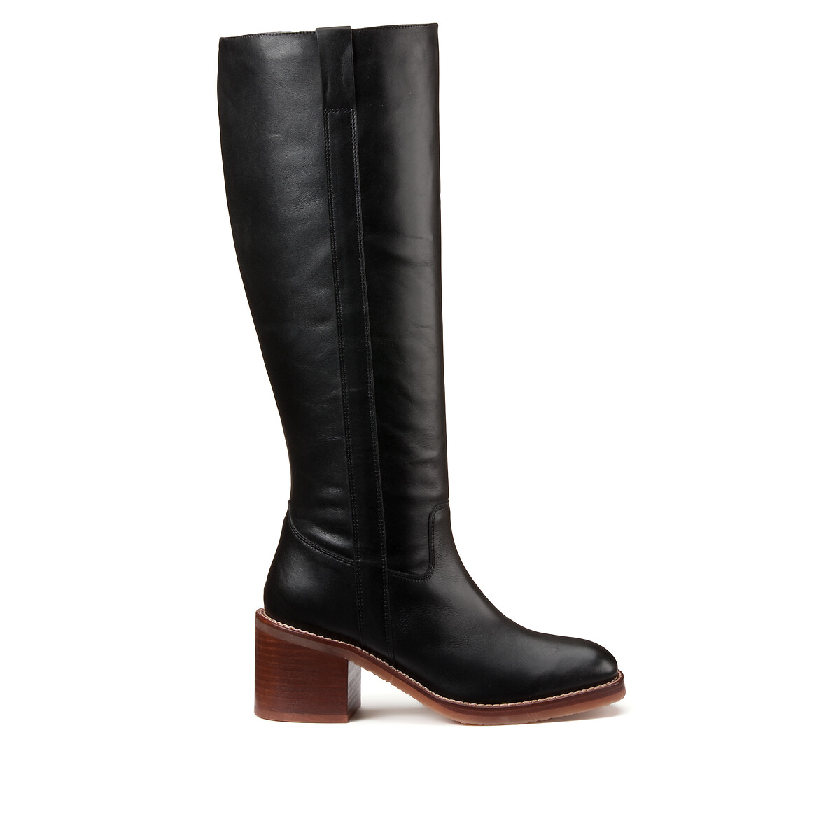 COLEÇÃO LA REDOUTE<br>Botas de couro com salto largo