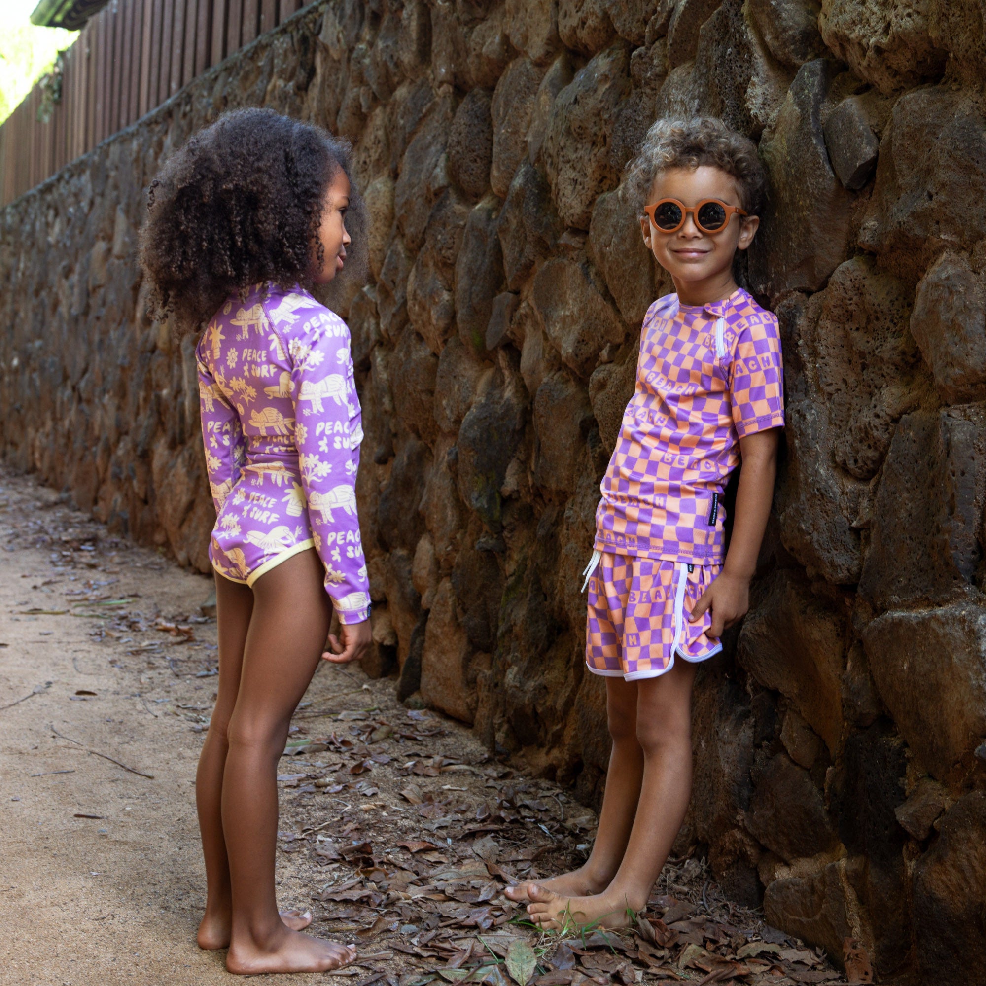 Badeshorts UPF 50  Checkered Beach Purple